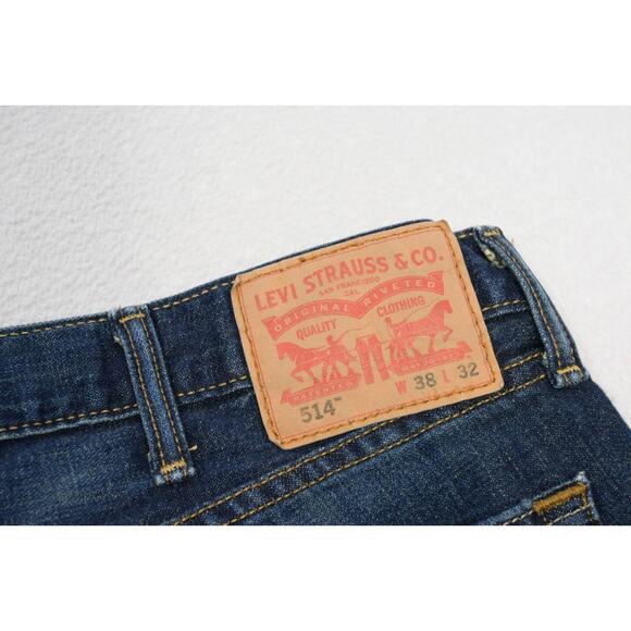 Levi's 514 Straight Boot Rugged Denim Blue Jeans Mens Size 38 x 32 - Picture 1 of 8